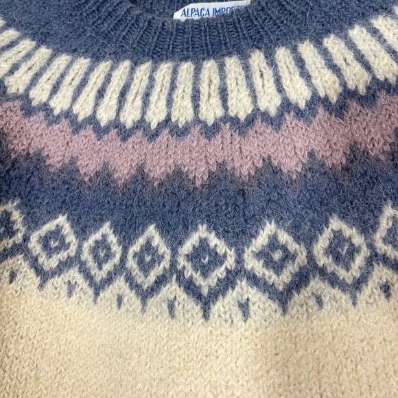 Alpaca Imports Made in Peru Fair Isle Wool Knit Sweater Size Small Medium - Picture 5 of 7